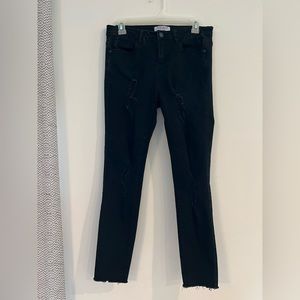 Judy Blue - Faded black jeans with distressing & raw hem, Skinny fit, Size 29